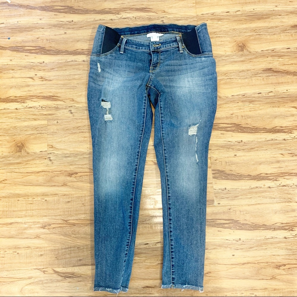 Maternity cropped distressed skinny jeans size 8